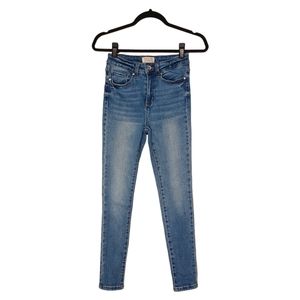 SKINNY FRIES Premium Denim High Waisted Skinny Medium Blue Jeans 3